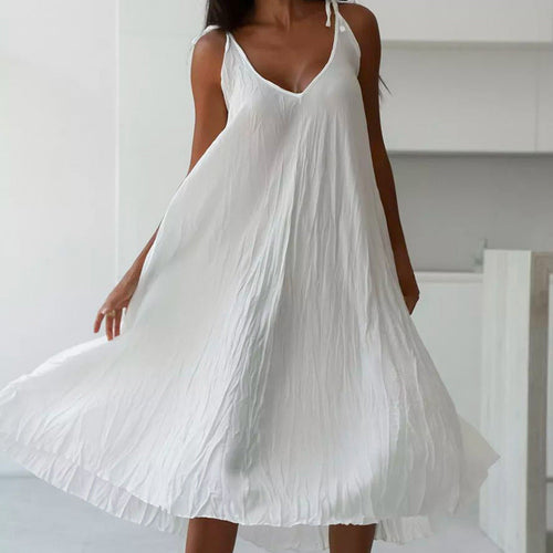 Autumn White Comfortable Sling Dress