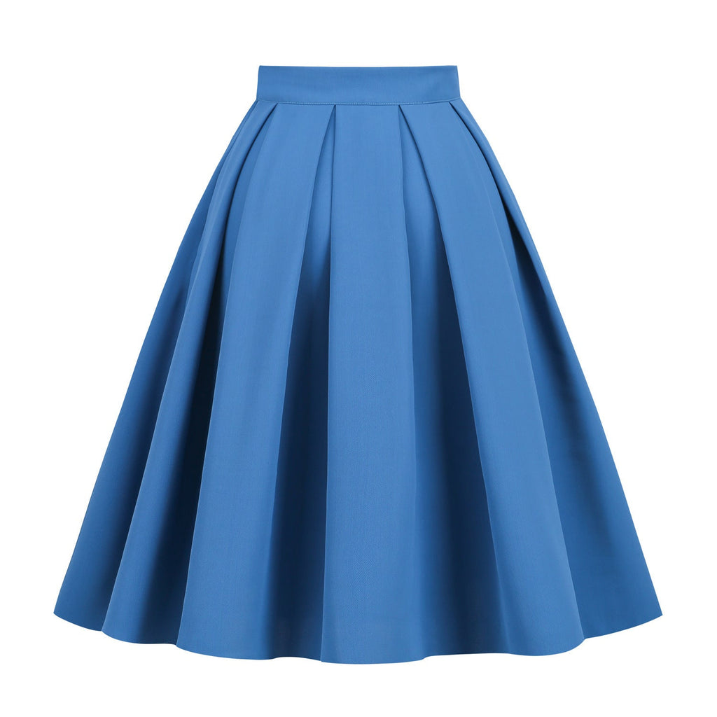 Poodle Skirt Solid Color A- Line Waist Fitted Umbrella Swing Mid-waist Large Swing All-matching Bubble Skirt