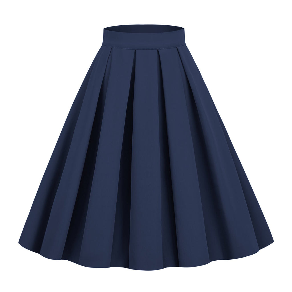 Poodle Skirt Solid Color A- Line Waist Fitted Umbrella Swing Mid-waist Large Swing All-matching Bubble Skirt