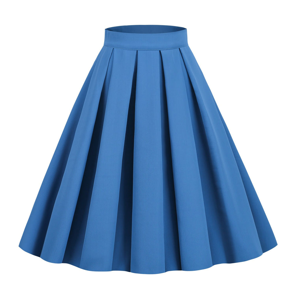 Poodle Skirt Solid Color A- Line Waist Fitted Umbrella Swing Mid-waist Large Swing All-matching Bubble Skirt
