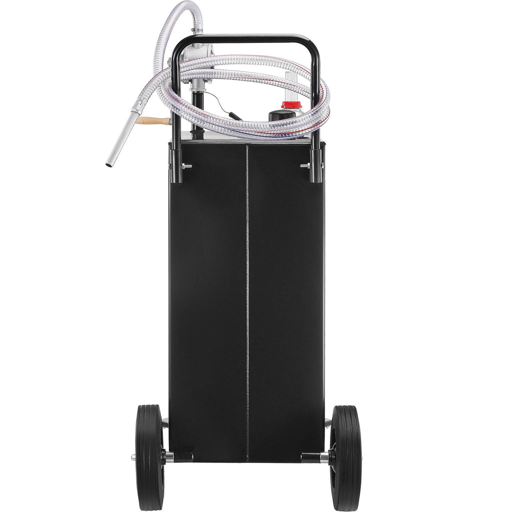 30 Gallon Fuel Caddy, Gas Storage Tank  4 Wheels, With Manuel Transfer Pump, Gasoline Fuel Container For Cars, Lawn Mowers, ATVs, Boats, More, Black
