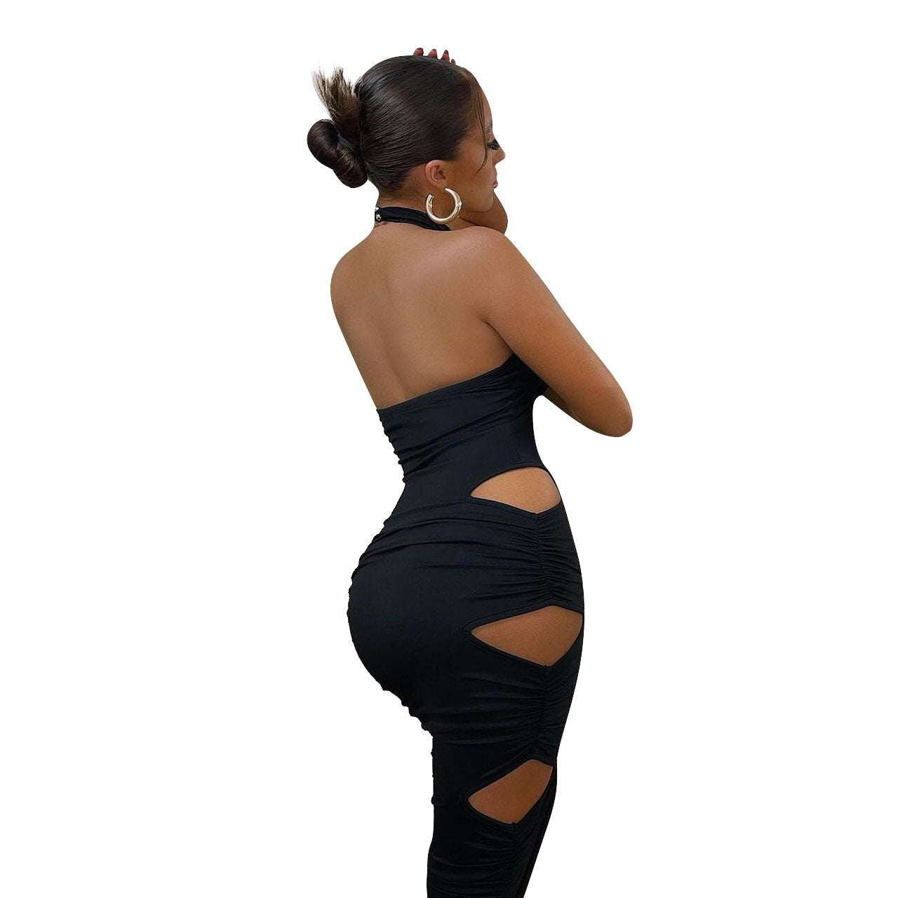 Women's Halter Super Cutout Pleated Dress