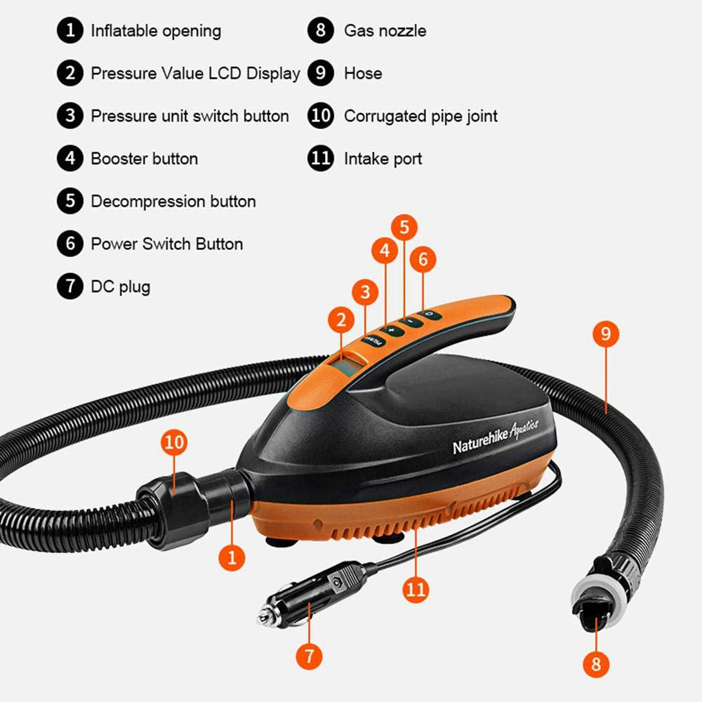 Electric air pump for inflatable kayaks