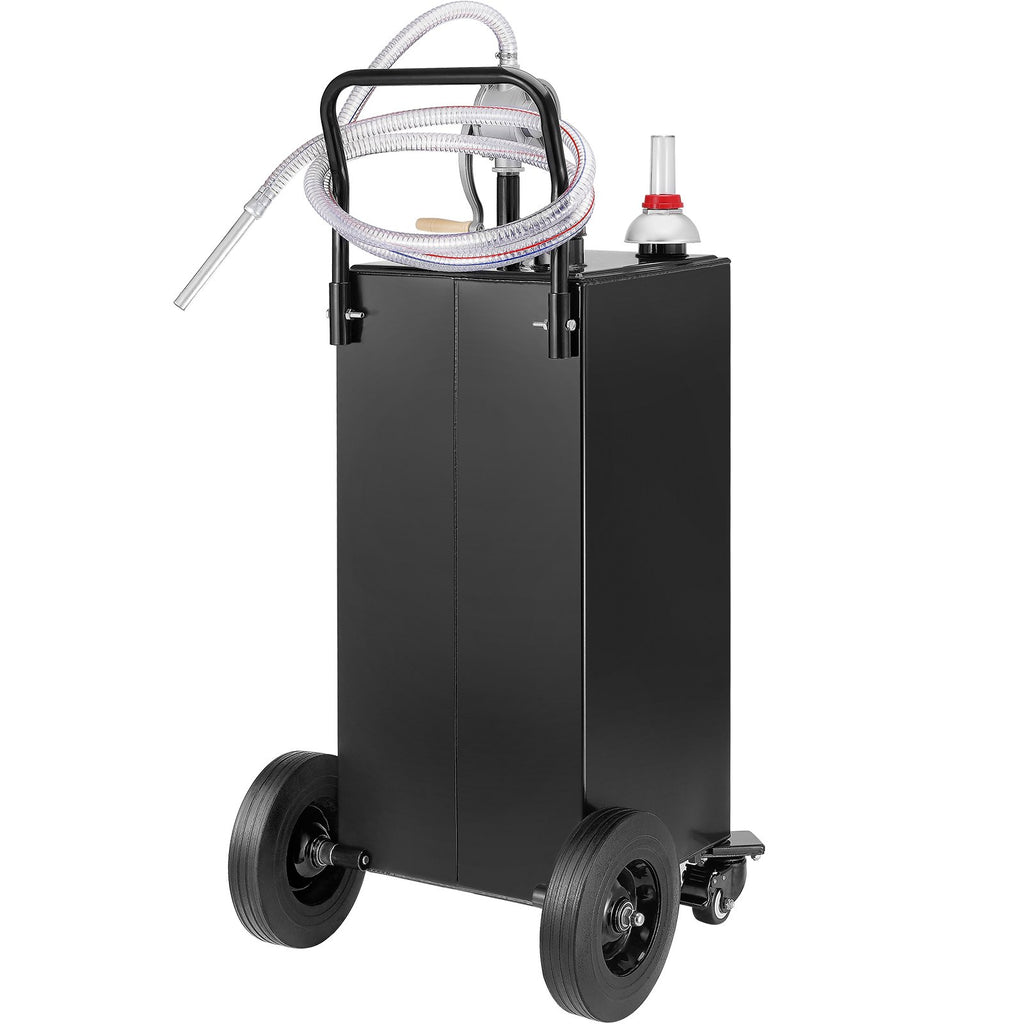 30 Gallon Fuel Caddy, Gas Storage Tank  4 Wheels, With Manuel Transfer Pump, Gasoline Fuel Container For Cars, Lawn Mowers, ATVs, Boats, More, Black
