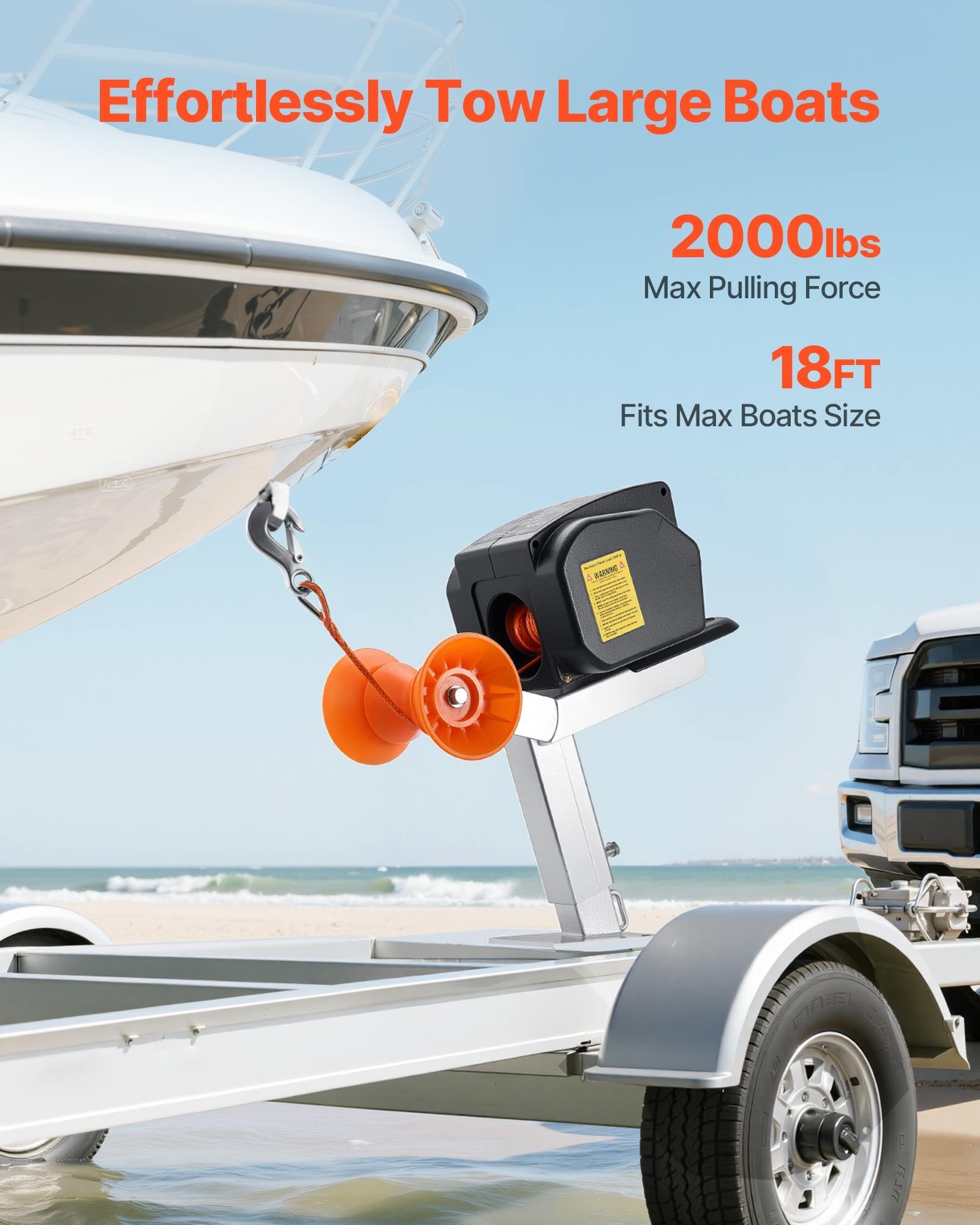 Electric Boat Winch, 12V DC 300W, Reversible Electric Trailer Winch For Boats Up To 2000 Lbs, Power-in, Power-Out, And Freewheel Operations For Boats With Wired Remote Control & Hand Crank