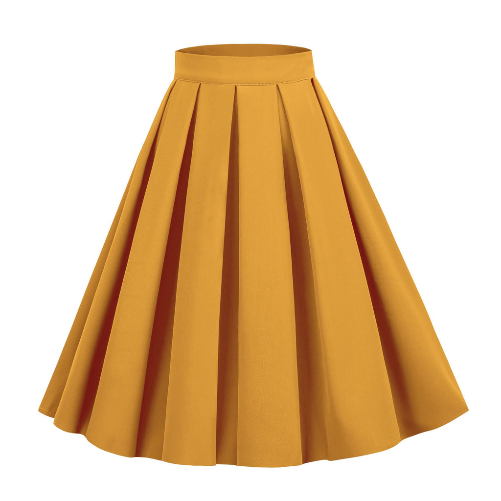 Poodle Skirt Solid Color A- Line Waist Fitted Umbrella Swing Mid-waist Large Swing All-matching Bubble Skirt