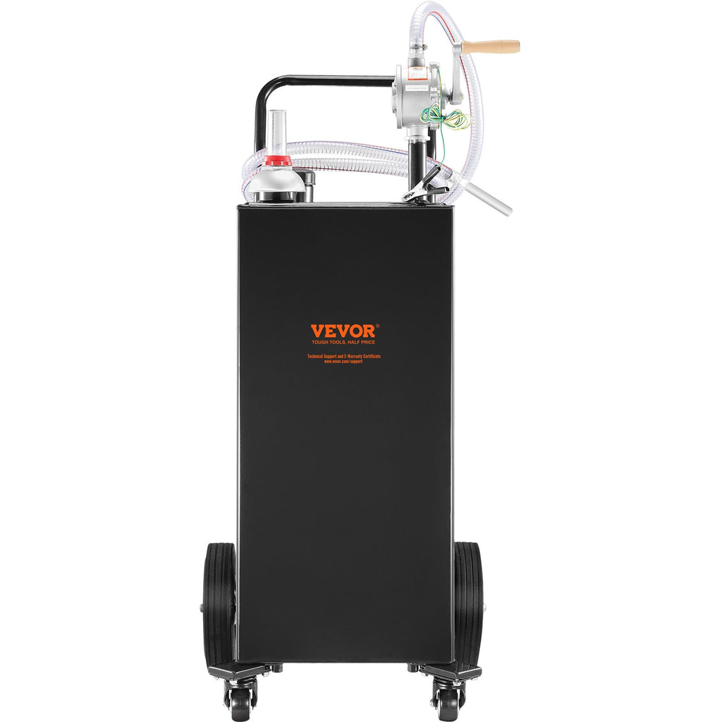 30 Gallon Fuel Caddy, Gas Storage Tank  4 Wheels, With Manuel Transfer Pump, Gasoline Fuel Container For Cars, Lawn Mowers, ATVs, Boats, More, Black