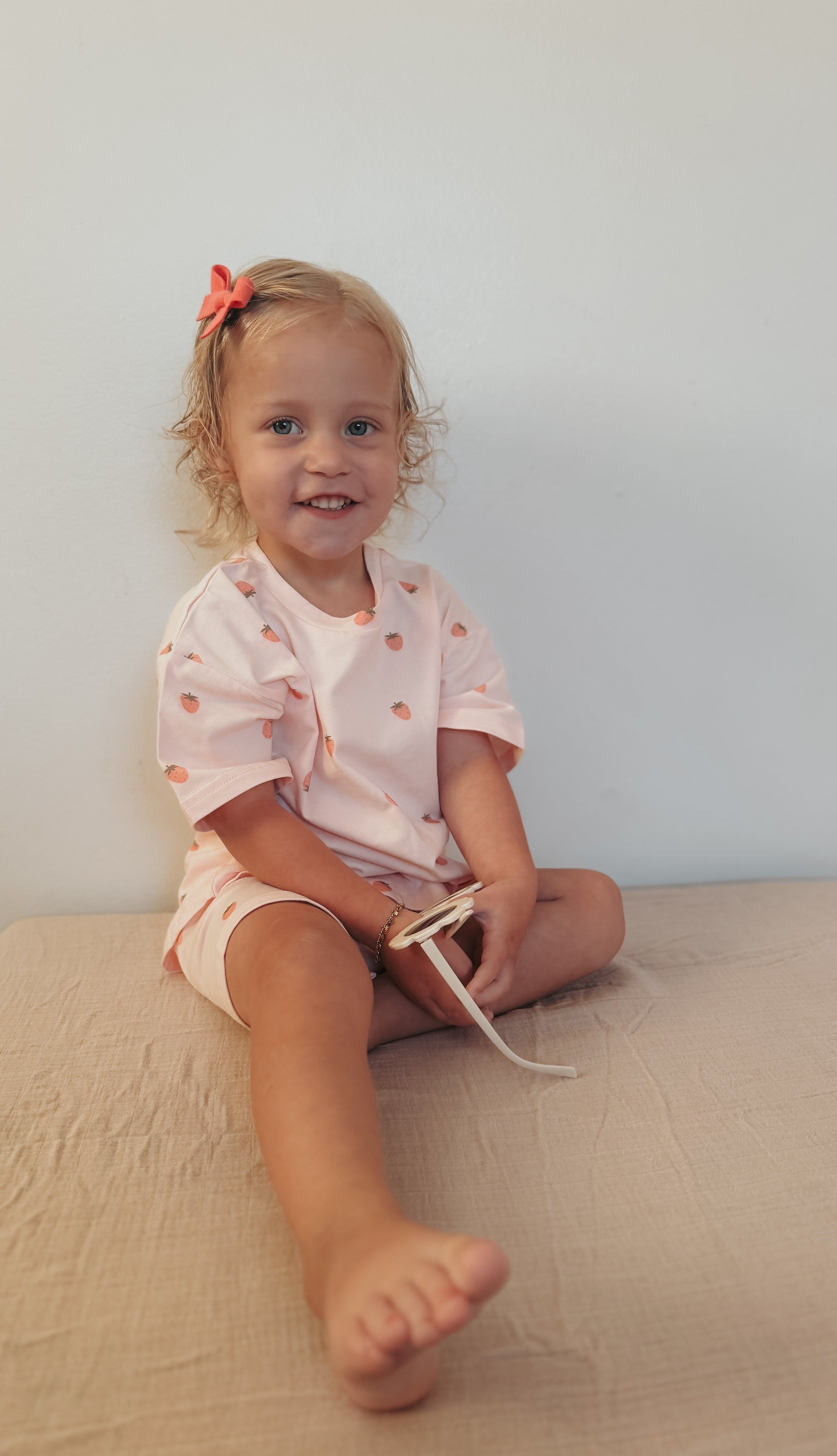 Organic Cotton Strawberry Print Shorts Set