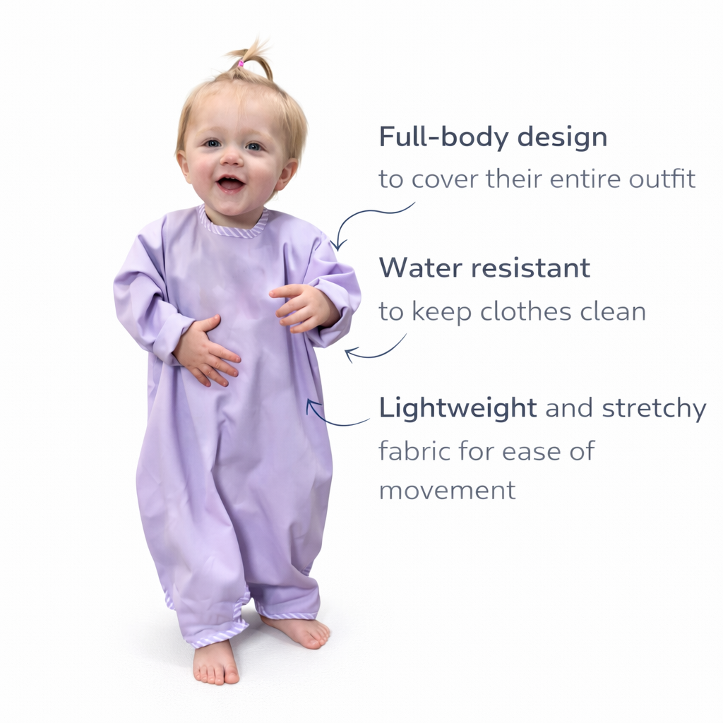 Toddler Bib- full body coverage for self- feeding babies and toddlers