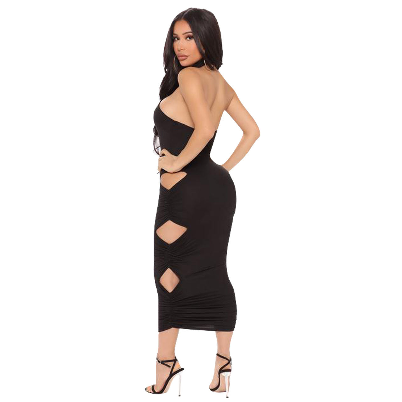 Women's Halter Super Cutout Pleated Dress