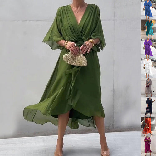Batwing Sleeve V-neck  Summer Long Dresses for Women who love the feeling of Freedom with Elegance.